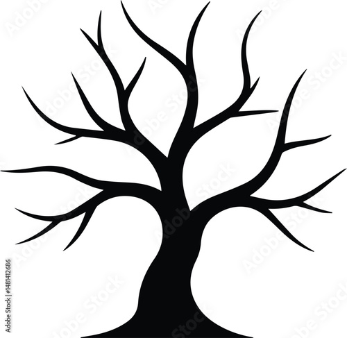 bare tree silhouette, tree vector, tree icon, tree clipart, tree graphic, tree illustration, 