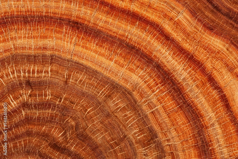 Naklejka premium Wooden Story: Captivating macro photography captures the exquisite details of aged wood, revealing intricate patterns and rich textures.