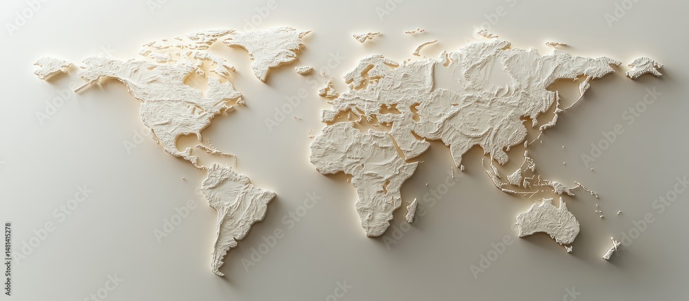 Relief world map, textured surface, global concept Relief world map, textured surface, global concept