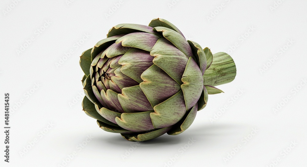 Obraz premium Fresh Artichoke Green Purple Healthy Food Culinary Ingredient Vegetarian Diet Organic Produce Close