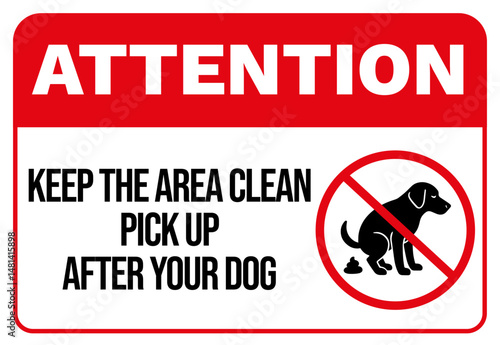Dog Waste Sign – Please Pick Up After Your Dog – Clean Up Pet Poop Signage Vector