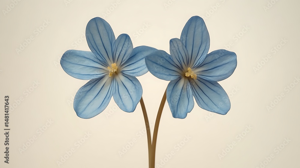 Obraz premium Two light blue flowers close up
