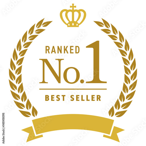 王冠とリボンのついたランキングフレーム２【金】	/ No.1