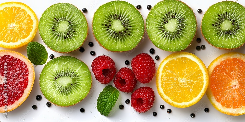 Fruits Slices on White Background Fruits Slices on White Background
