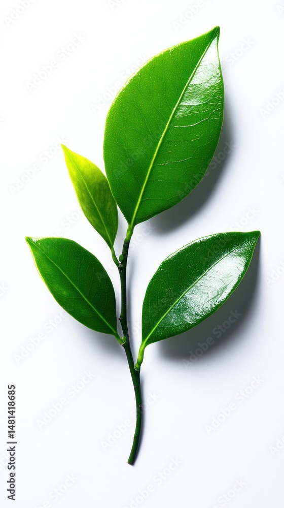 Fototapeta premium Fresh green leaves on a stem