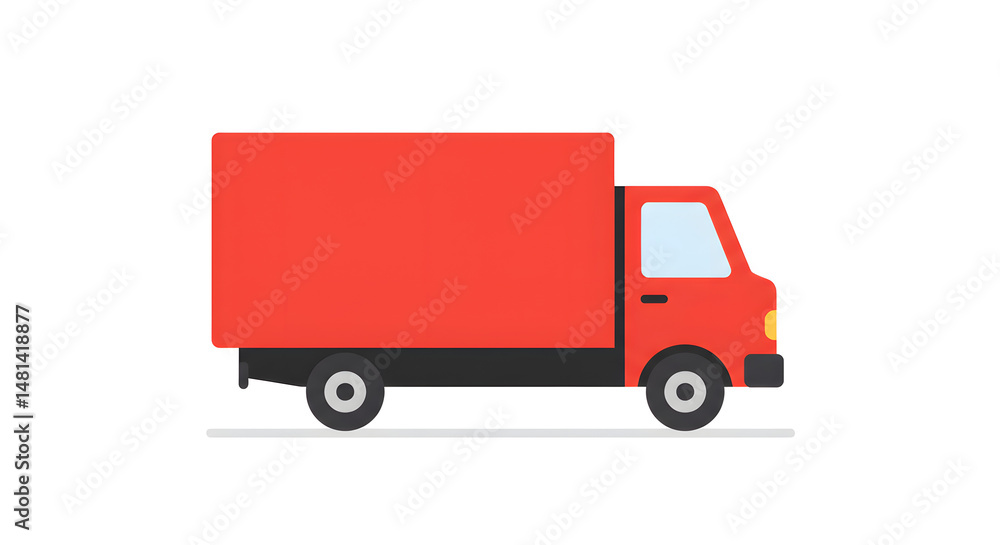 Red Truck Flat Vector Illustration Red Truck Flat Vector Illustration