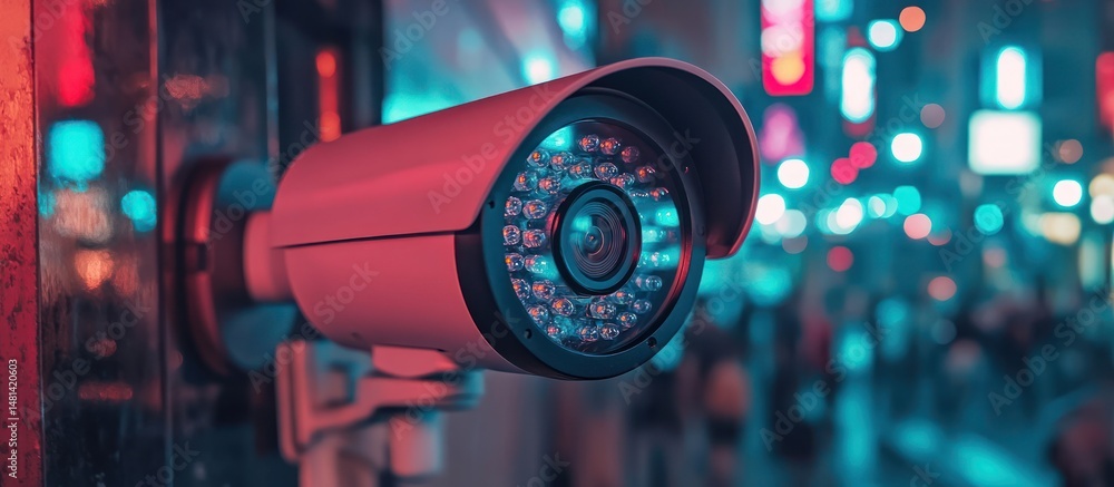 Security Camera on City Street at Night Security Camera on City Street at Night