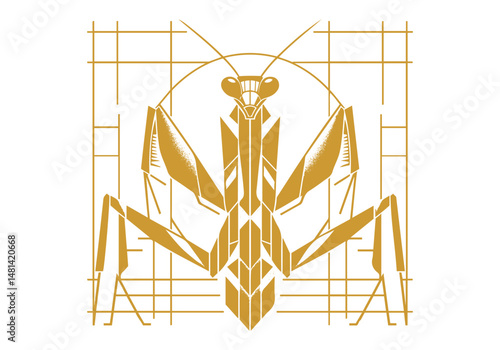 Mantis Hand Drawn Illustration Vector Isolated by AZ for Books, Arts, Design and Decoration Graphic Asset