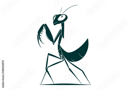Mantis Hand Drawn Illustration Vector Isolated by AZ for Books, Arts, Design and Decoration Graphic Asset