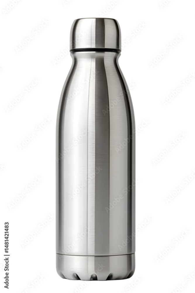 Metal Sports Bottle with Vacuum Insulation for Hiking or Cycling. 3D Render Isolated on White Background. Metal flask. Ai Generated Images Metal Sports Bottle with Vacuum Insulation for Hiking or Cycling. 3D Render Isolated on White Background. Metal flask. Ai Generated Images