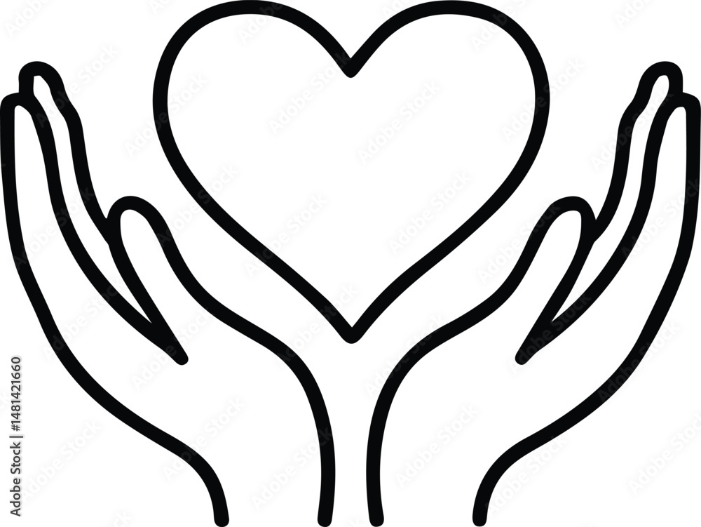 two open hands vector, cupped hands illustration, open hands clipart, continuous line hands, hands with heart illustration two open hands vector, cupped hands illustration, open hands clipart, continuous line hands, hands with heart illustration