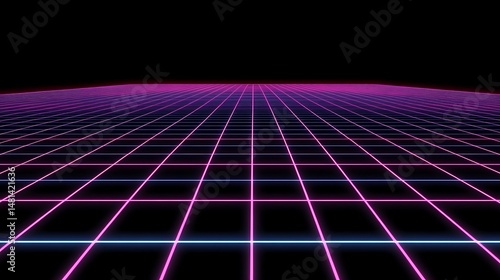 Retro grid, futuristic perspective