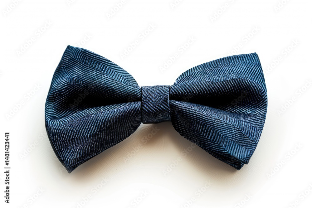 A stylish navy blue bow tie with a textured pattern, suitable for formal occasions. on white background A stylish navy blue bow tie with a textured pattern, suitable for formal occasions. on white background