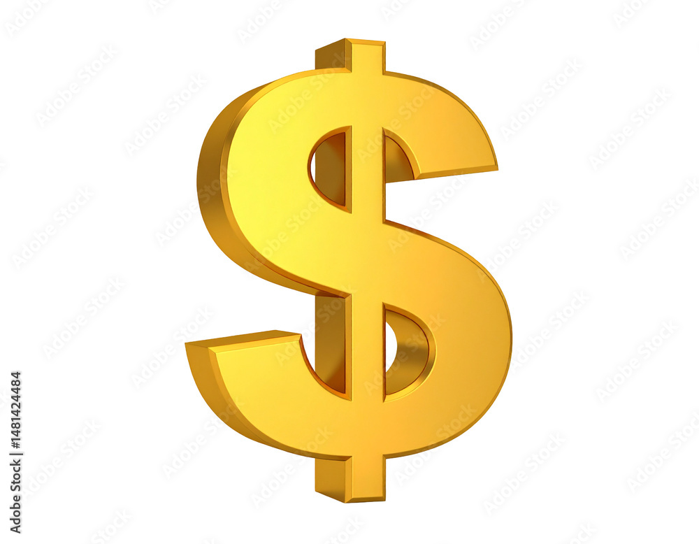 A three-dimensional golden dollar sign A three-dimensional golden dollar sign