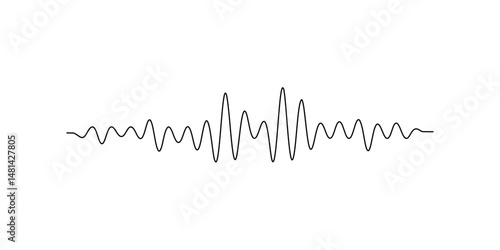 Continuous line sound wave music audio icon one art voice hand. Podcast wave line sound soundwave noise sketch drawn drawing doodle outline recording frequency vocal waveform microphone background