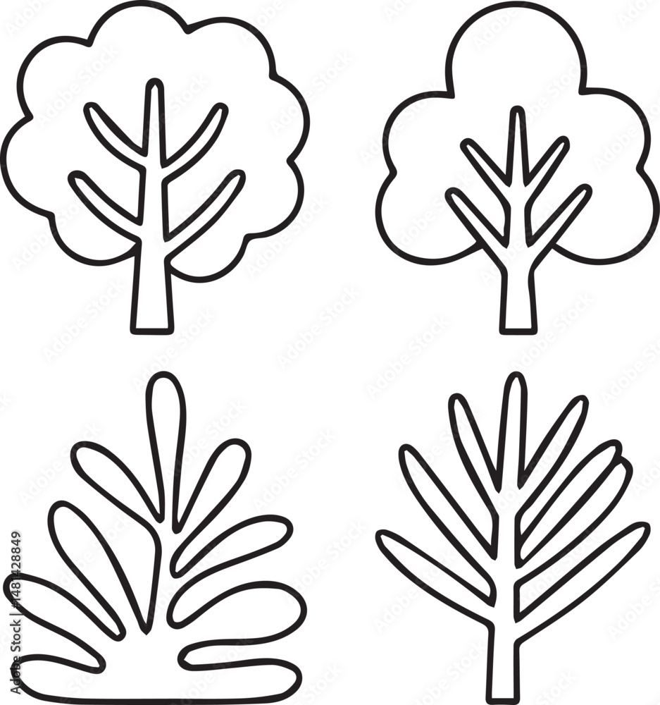 Fototapeta premium outline tree silhouette, tree outline, tree vector, tree silhouette, tree clipart, tree shape, tree graphic, tree icon,
