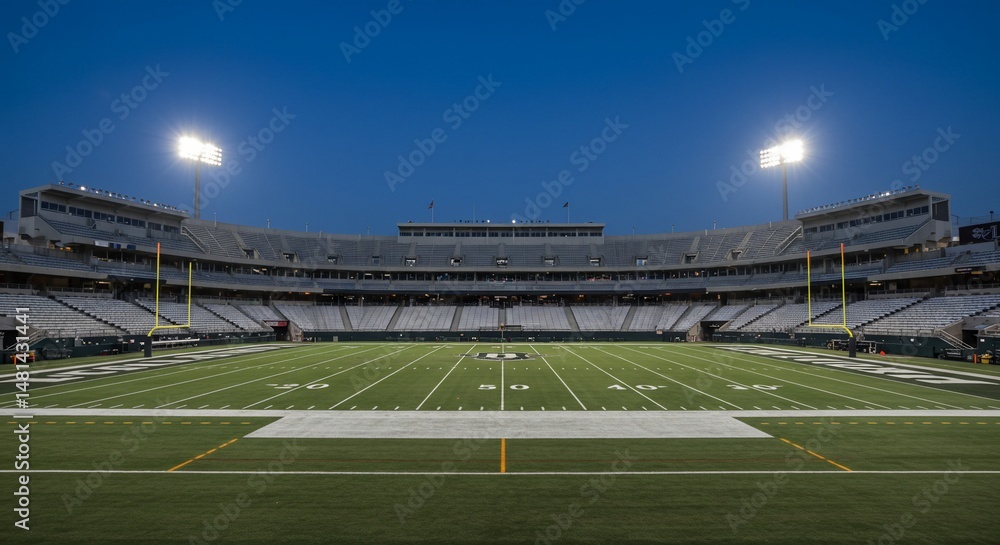 Fototapeta premium Stadium field under bright stadium lights