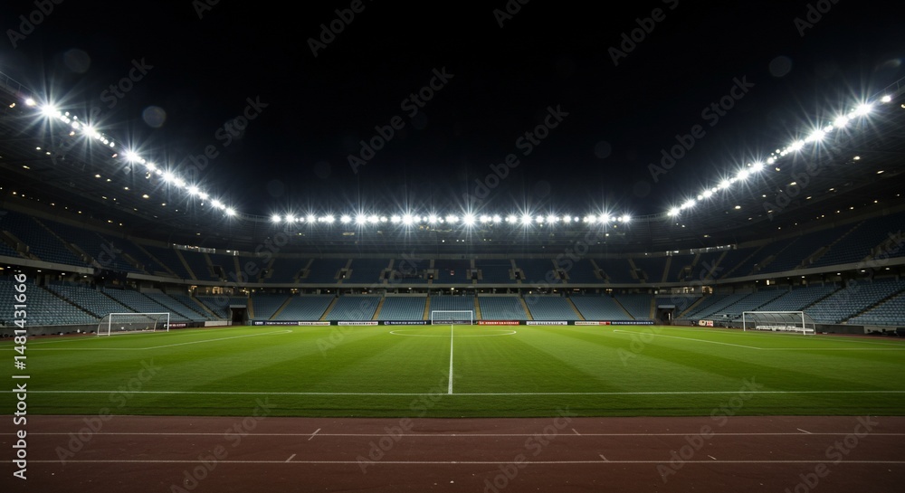 Stadium lights illuminate a soccer field Stadium lights illuminate a soccer field
