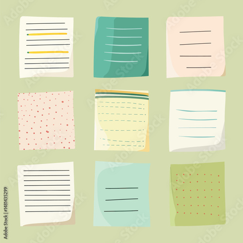 Cute sticky notes illustration vector set