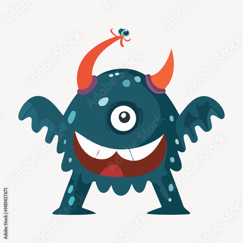 cute cartoon monster character illustration vector