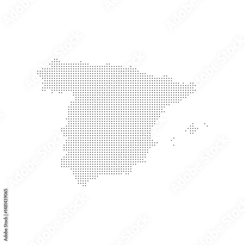 Spain map dotted halftone vector illustration. Spain geographic map on a white background for banner, website, infographic, education. World maps circle. Global map