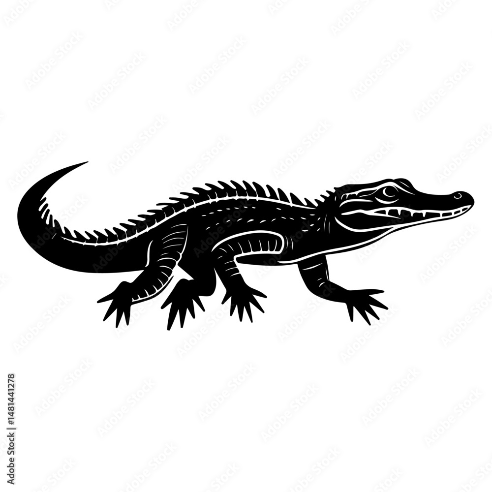 Fototapeta premium Simple alligator outline icon linear illustration reptile graphic vector