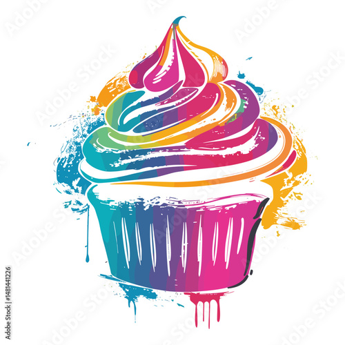 Cupcake shape illustration colorful dessert vector