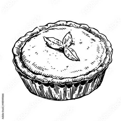 Pie dessert sketch art vector