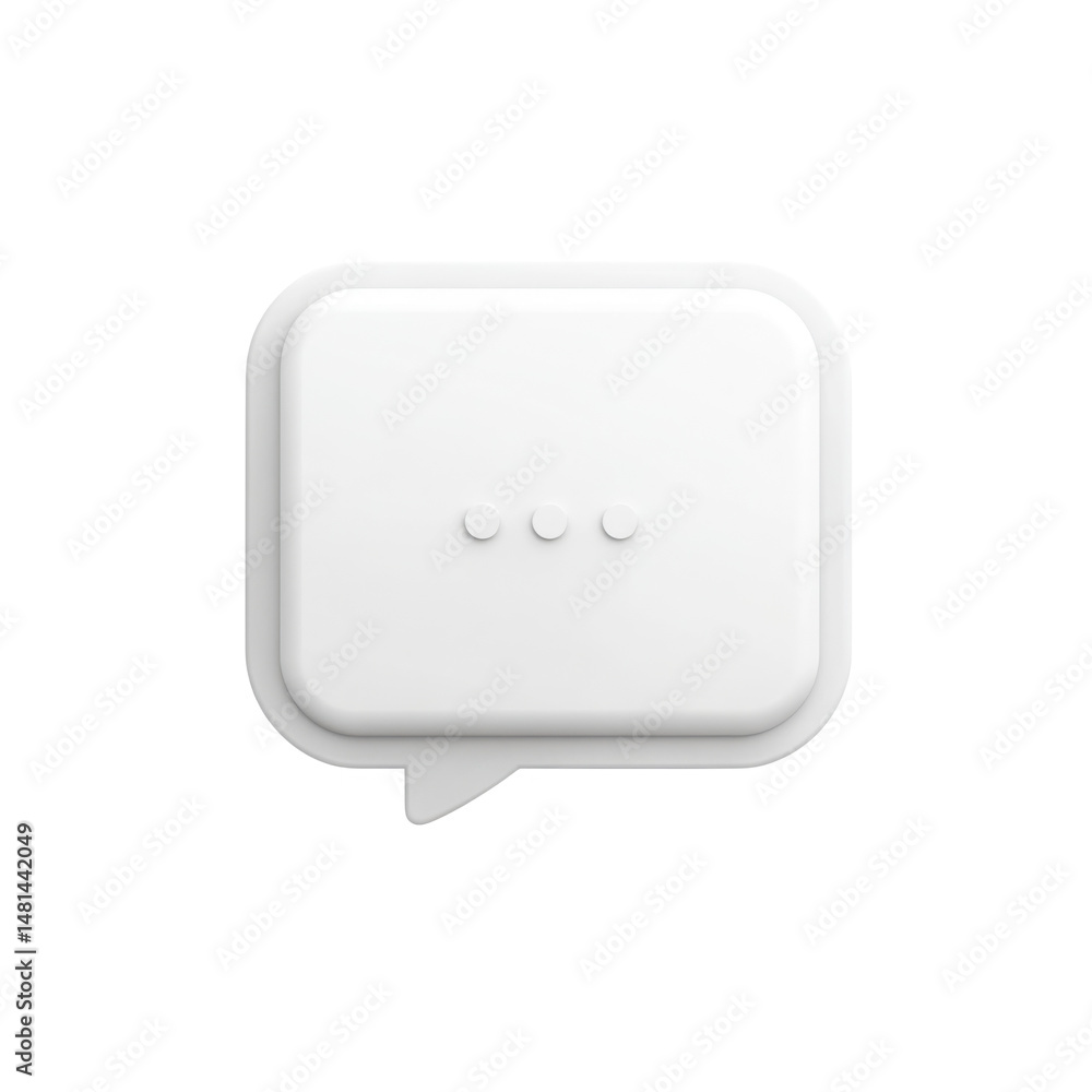 Fototapeta premium 3d white speech bubble with dots on transparent background