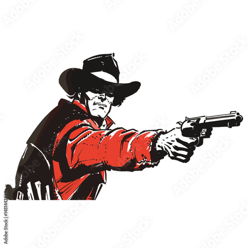 Cowboy shootout illustration vintage comic vector