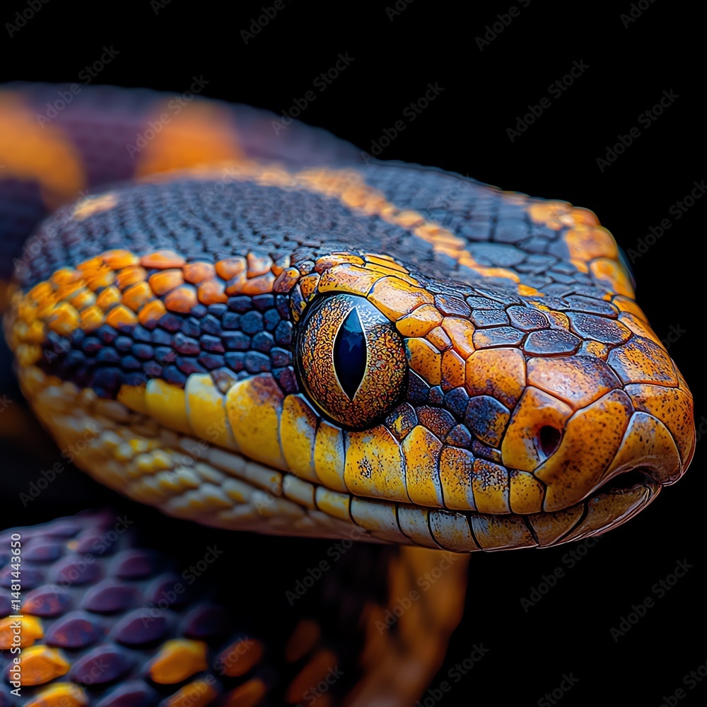 Fototapeta premium close up of a snake reptile animal nature wildlife generative ai high resolution for isolate image