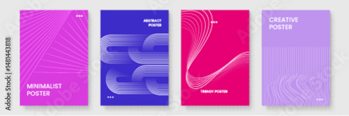 Four modern posters with minimalist line art designs suitable for wall decor, prints, digital backgrounds, and stationary crafting projects.