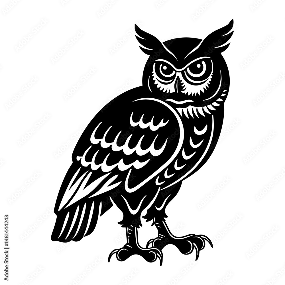 Fototapeta premium Illustration bird owl silhouette vector