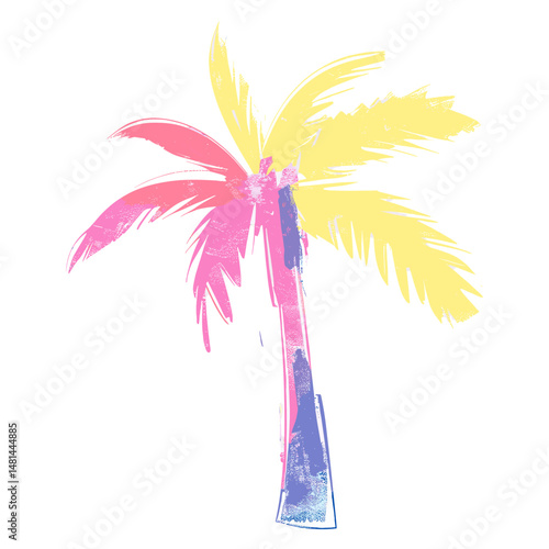 Palm tree plant white background creativity  vector