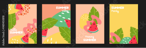 Collection of four summer themed images perfect for showcasing seasonal content, travel brochures, blog posts, and social media posts.