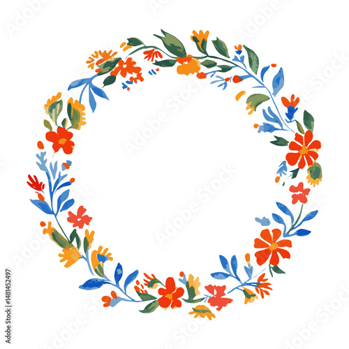 Chinese folk art pattern illustration circle frame vector