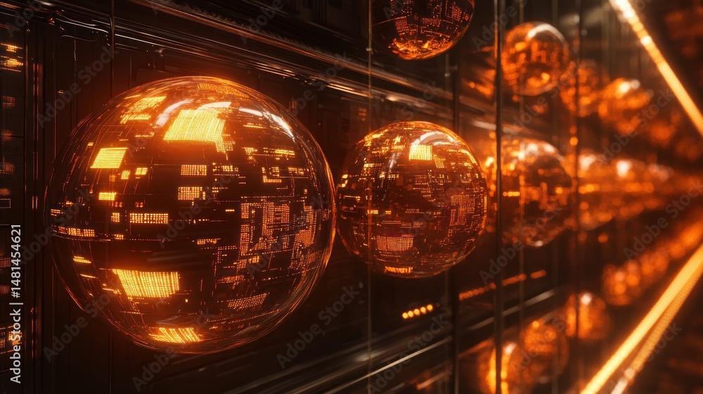 Obraz premium Futuristic, glowing spheres