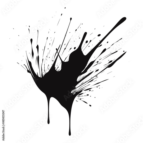 Ink splash Simple design silhouette black art vector