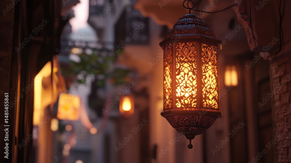 Fototapeta premium Intricate Lantern Illuminating a Mystic Alleyway