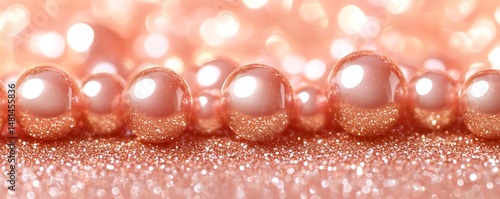 Rose gold pearls glitter background
