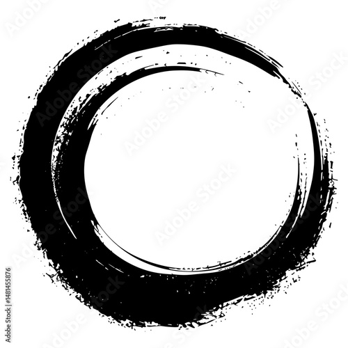 Brush stroke curve circles calligraphy abstract japanese  vector