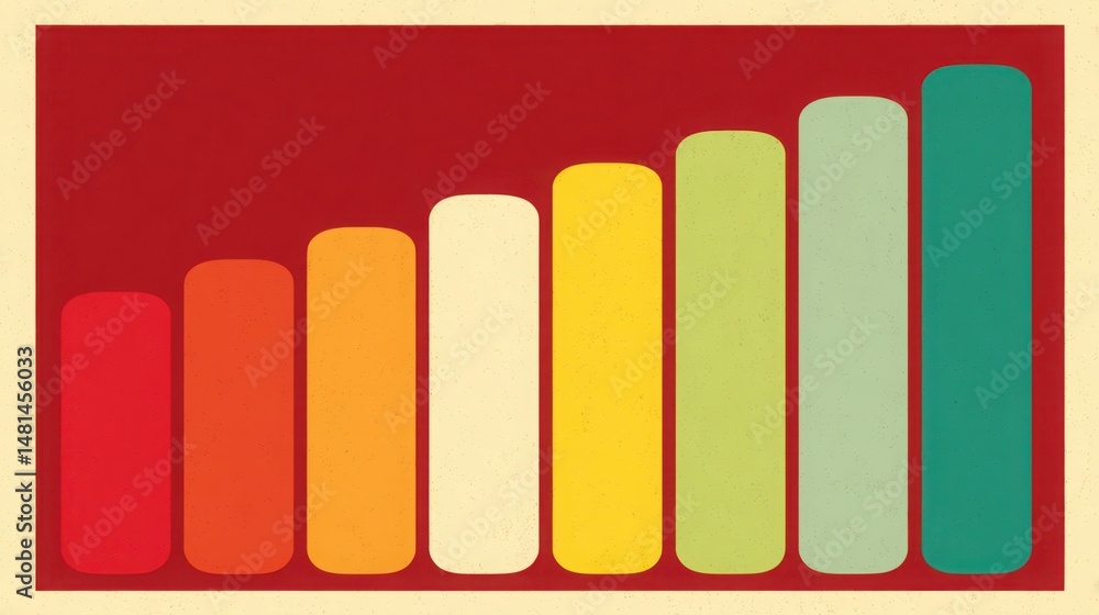 Fototapeta premium Bar chart on a bold red background illustrating data-balanced yield planner strategy and planning visualization
