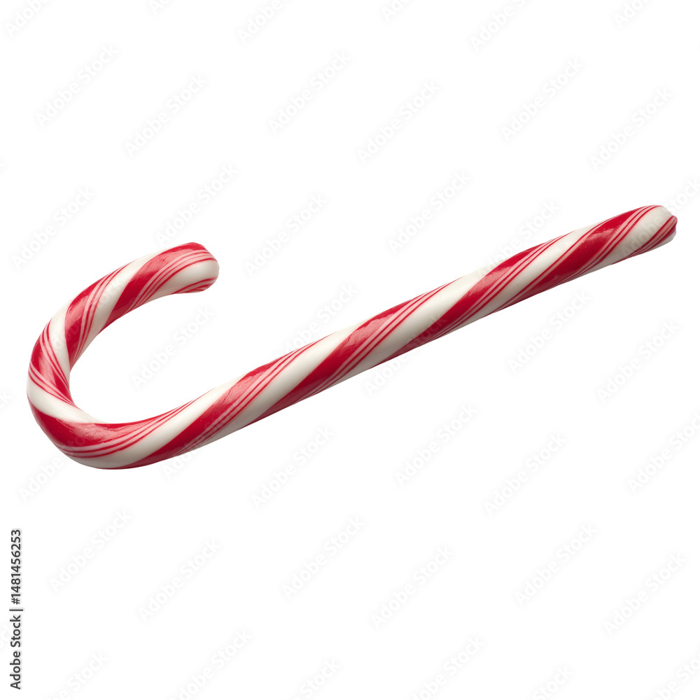 Fototapeta premium Festive Red and White Candy Cane isolated on transparent background