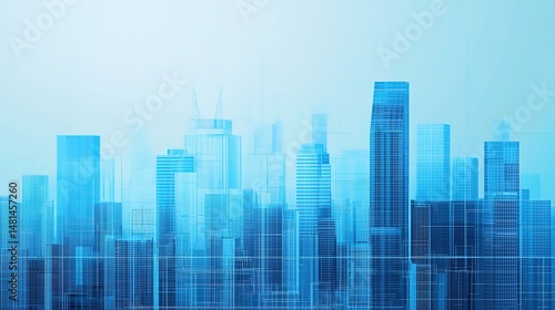 Blueprint-style engineering skyline urban environment gigapixel standard scale futuristic city view