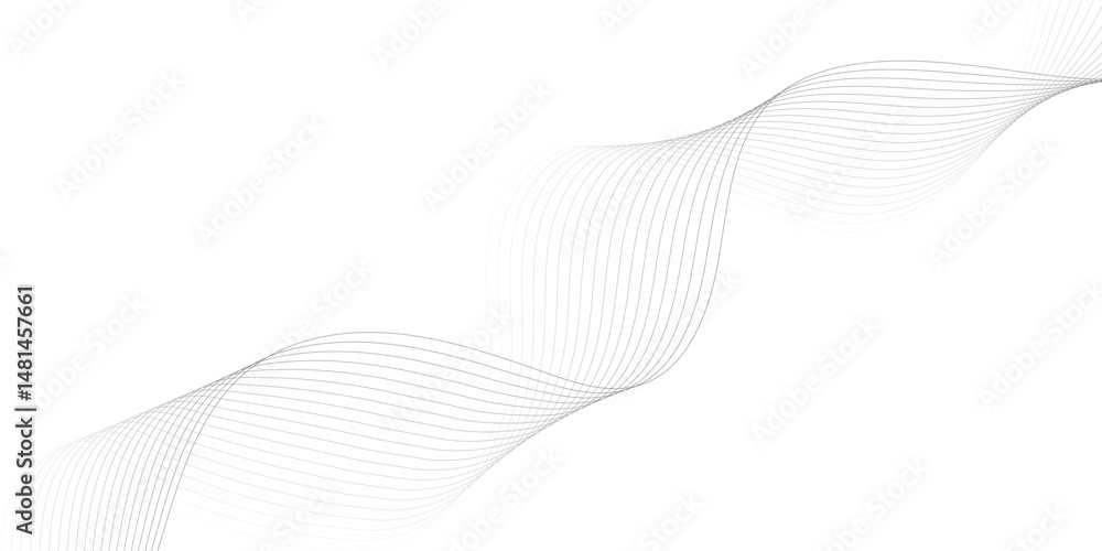 Fototapeta premium Black Wavy Lines Isolated on White Abstract Background Design, Dynamic Stylized Wave Elements, Digital Frequency Wave Art.