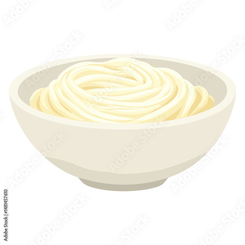 Udon in a bowl illustration minimalist noodles vector