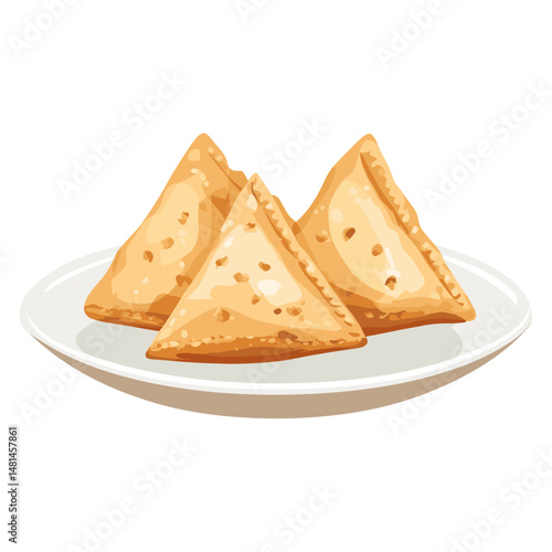 Samosa in a plate samosas food triangular vector