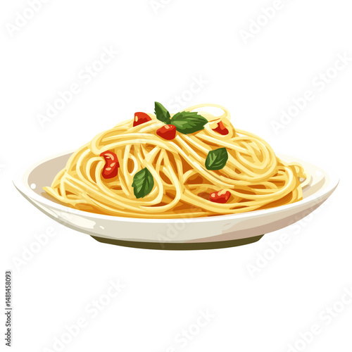Carbonara pasta in a plate illustration background spaghetti vector