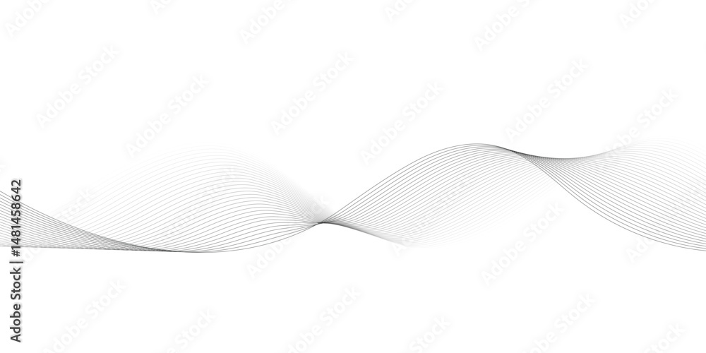 Fototapeta premium Black Wavy Lines Isolated on White Abstract Background Design, Dynamic Stylized Wave Elements, Digital Frequency Wave Art.
