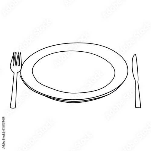 Plate fork cutlery knife vector